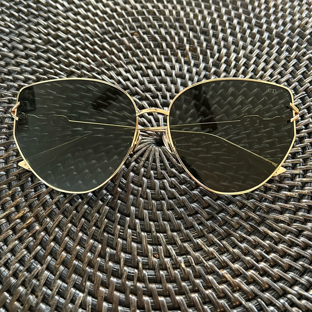 Dior Oversized Sunglasses with Black Lens & Gold Frames